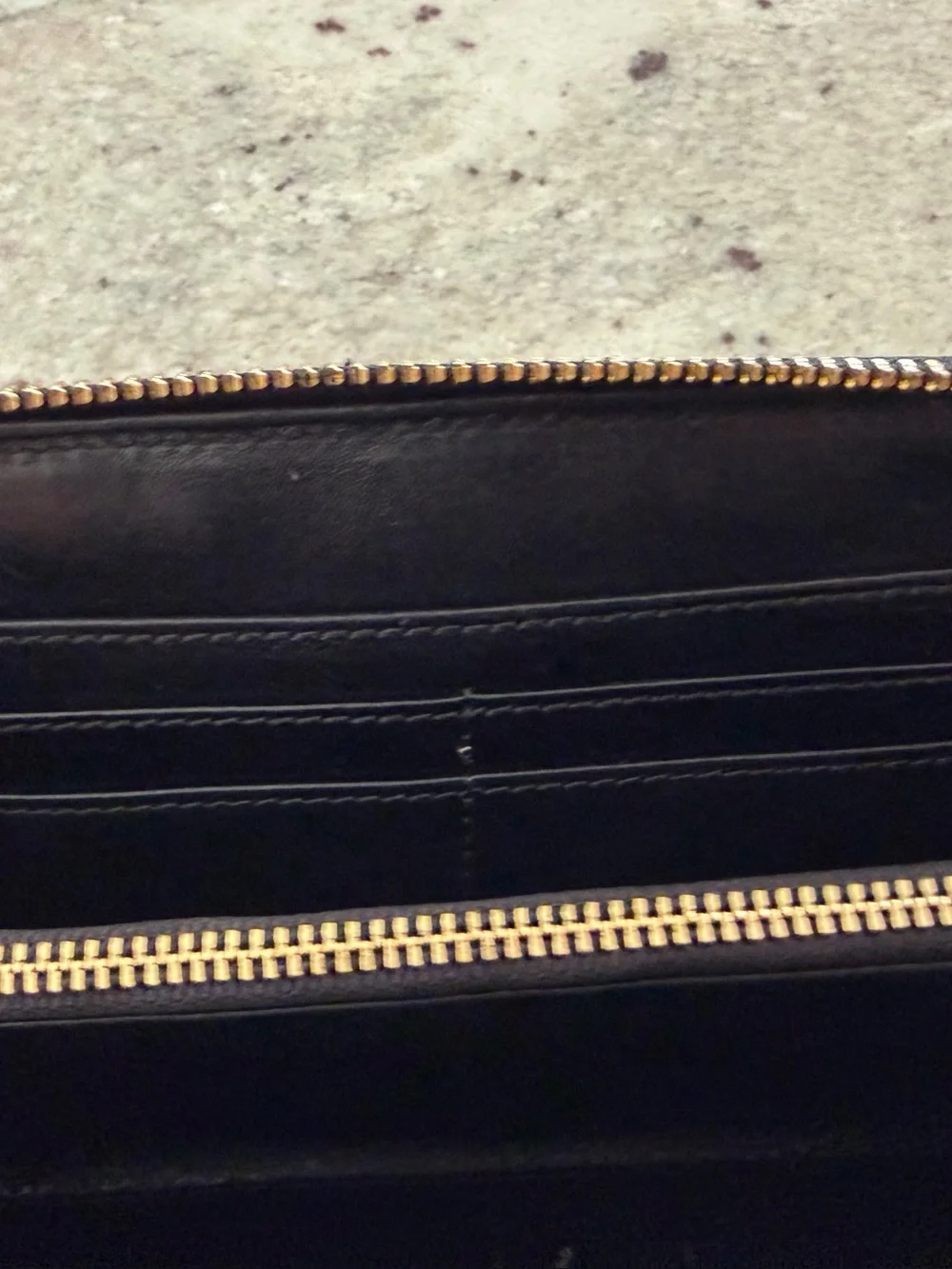 Tory Burch Black Leather Continental Wallet with Gold Logo Medallion
